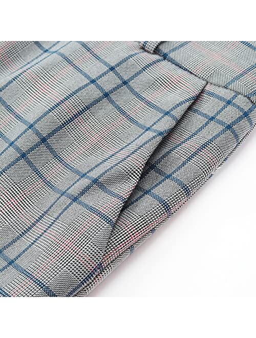 YUNCLOS Women's Vintage 2 Piece Plaid Suit Set One Button Stylish Blazer and Pants