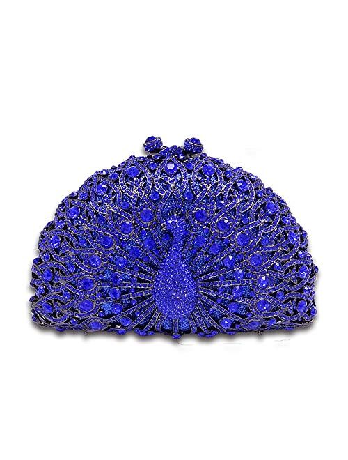 Boutique De FGG Elegant Crystal Clutches For Women Peacock Clutch Bag Evening Purses and Handbags