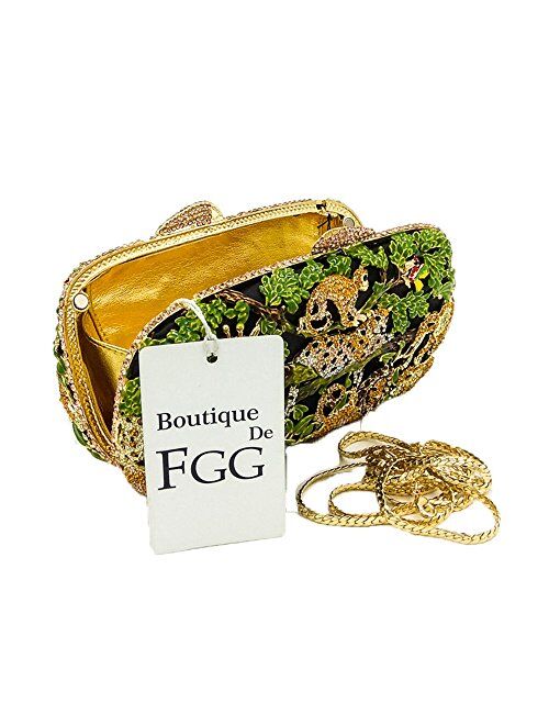 Boutique De FGG Dazzling Bling Animal Purses For Women Crystal Clutch Evening Bag Wedding Party Handbag