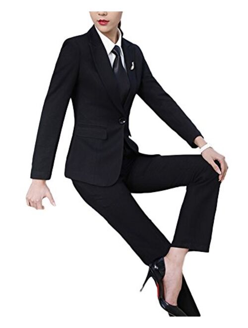 SK Studio Women's 2 Piece Slim Fit Business Suit Formal Blazer and Pants/Skirt Set