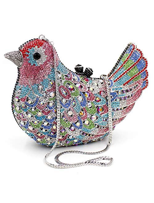 Womens Evening-Bag Chain Luxury-Handbag Rhinestone Wedding Ladies Clutch-Purse Bird