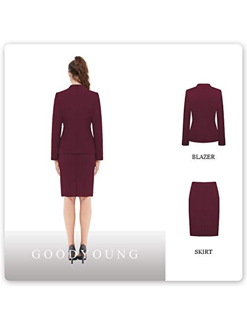 Women Business Suit Set for Office Lady Two Pieces Slim Work Blazer & Skirt