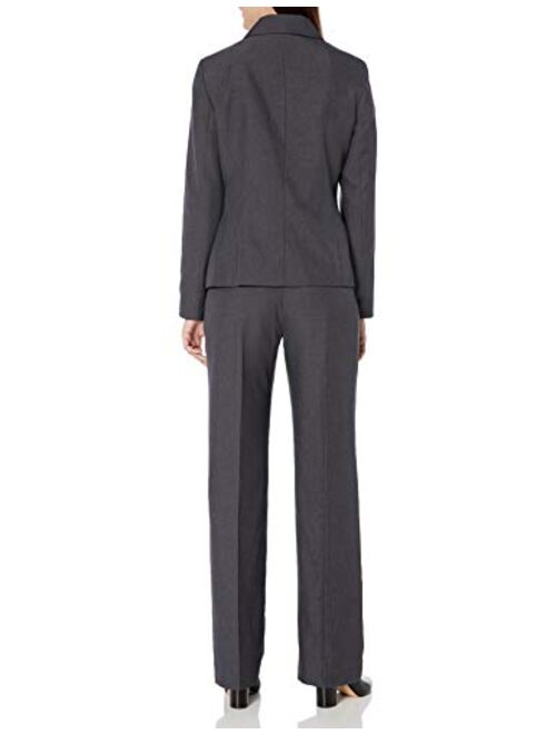 Le Suit Women's 2 Button Notch Collar Melange Pant Suit