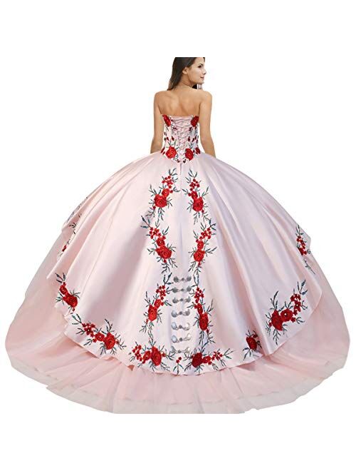 Medallions Accented Basque Mexican Charro Quinceanera Dress with Floral Applique