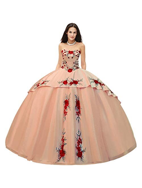 Medallions Accented Basque Mexican Charro Quinceanera Dress with Floral Applique