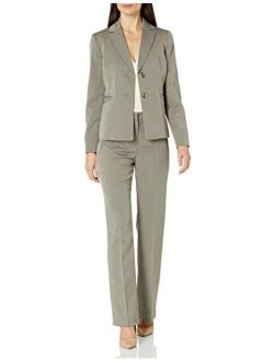 Women's 2 Button Notch Collar Tonal Stripe Pant Suit