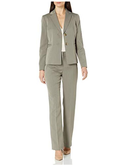 Le Suit Women's 2 Button Notch Collar Tonal Stripe Pant Suit