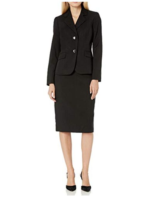 Le Suit Women's 2 Button Notch Collar Skimmer Skirt Suit