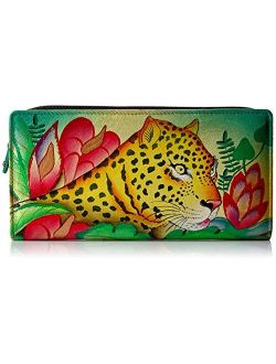 Anna by Anuschka Hand Painted Leather Two Fold Wallet/Clutch | Jungle Leopard