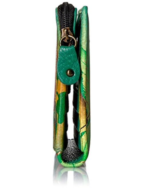 Anna by Anuschka Hand Painted Leather Two Fold Wallet/Clutch | Jungle Leopard