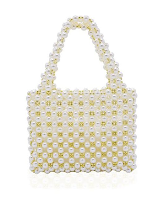 Miuco Women's Vintage Style Pearl Tote Bags Evening Clutch Wedding Purse