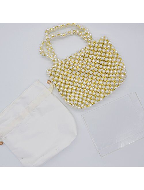 Miuco Women's Vintage Style Pearl Tote Bags Evening Clutch Wedding Purse