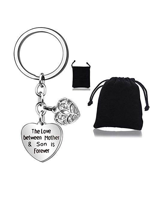 Keycahin Mother’s Day Gifts for Mom Personalized Key Chain Charm Key Ring Bracelet for Women