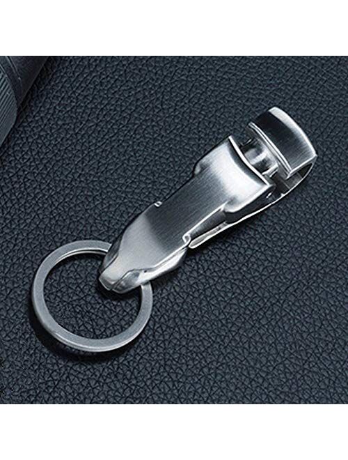 XinQuan Wang Car Key Chain Waist Hanging Creative Leopard Shape Men Belt Keychain Buckle Stainless Steel Key Ring Holder Keychains (Color : Brushed Surface, Size : Free)