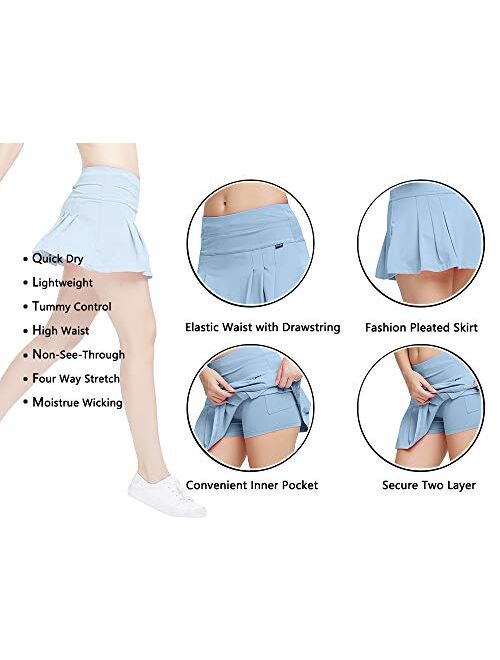 Women's Active Athletic Skort Lightweight Quick Dry Shorts Breathable Running Tennis Golf Workout Skirt with Pockets