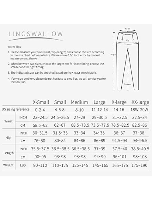 Lingswallow High Waist Yoga Pants - Yoga Pants with Pockets Tummy Control, 4 Ways Stretch Workout Running Yoga Leggings