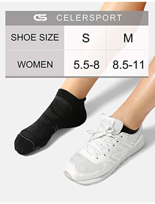 CelerSport 6 Pack Women's Ankle Running Socks Cushioned Low Cut Tab Athletic Socks
