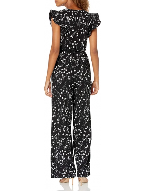 Calvin Klein Women's Belted Jumpsuit with Flutter Sleeves