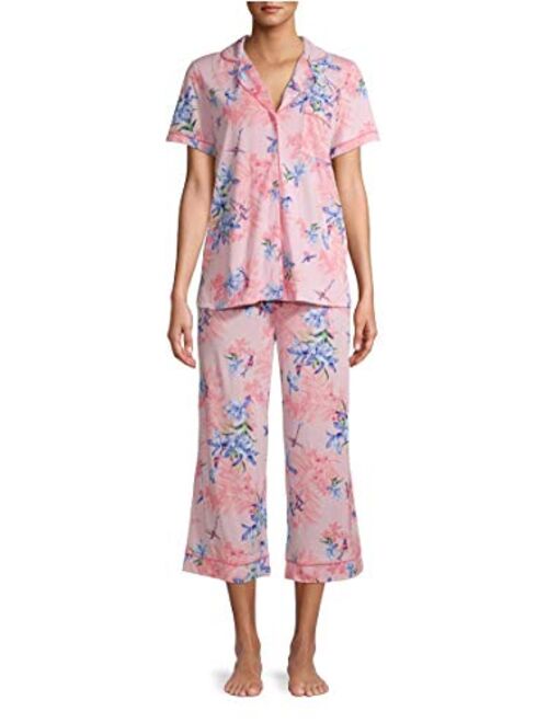 Secret Treasures Floral Completely Pink Notch Collar Top & Capri Pajama Sleep Set