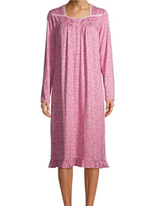 Secret Treasures Damask Tea Rose Pink Square Neck Long Sleeve Velour Gown Nightgown