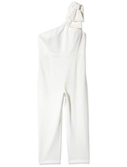 Women's One Shoulder Crepe Jumpsuit with Bow Accent