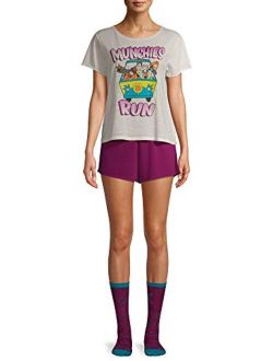 Women's Scooby Doo Munchies Run 3 Piece Short Pajama Set