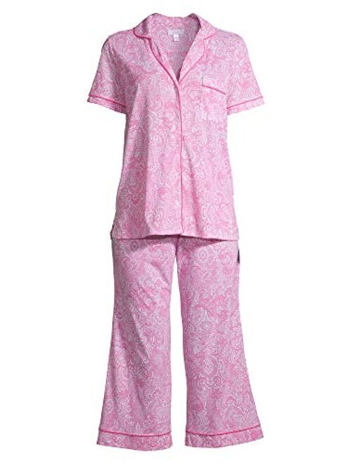 Secret Treasures Paisley Completely Pink Notch Collar Top & Capri Pajama Sleep Set