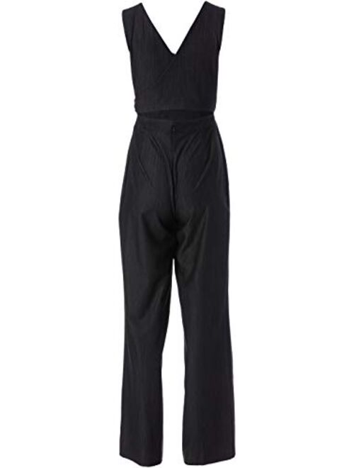 Calvin Klein Women's Sleeveless V Neck Jumpsuit with Self Sash Waist