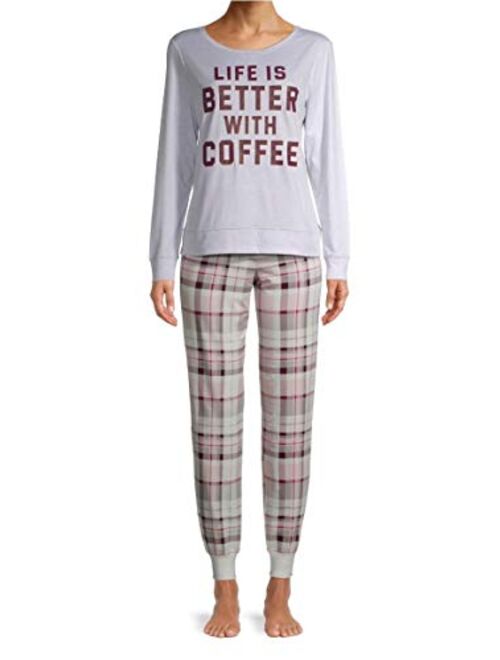 Secret Treasures Life is Better with Coffee Platinum Silver Heather Pajama Sleep Set