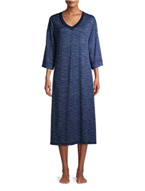 Secret Treasures Texture Blue Cove 3/4 Sleeves Midi Lounger Gown