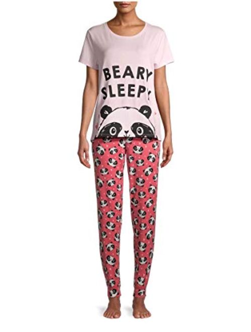 Secret Treasures Beary Sleepy Panda Dreamy Pink Jogger Pajama Sleep Set