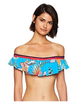 Women's Off Shoulder Ruffle Bandeau Bikini Swimsuit Top