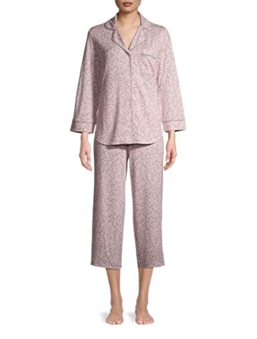 Secret Treasures Animal Dreamy Pink 3/4 Sleeve Notch Collar Pajama Sleep Set