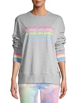 Be Real Not Perfect Light Gray Heather Lace-Up Sleep Pullover Sweatshirt
