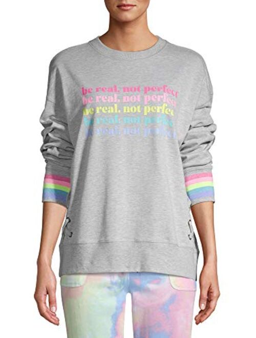 Secret Treasures Be Real Not Perfect Light Gray Heather Lace-Up Sleep Pullover Sweatshirt