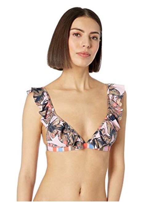 Maaji Women's Fixed Triangle with Ruffle Trim Bikini Top Swimsuit