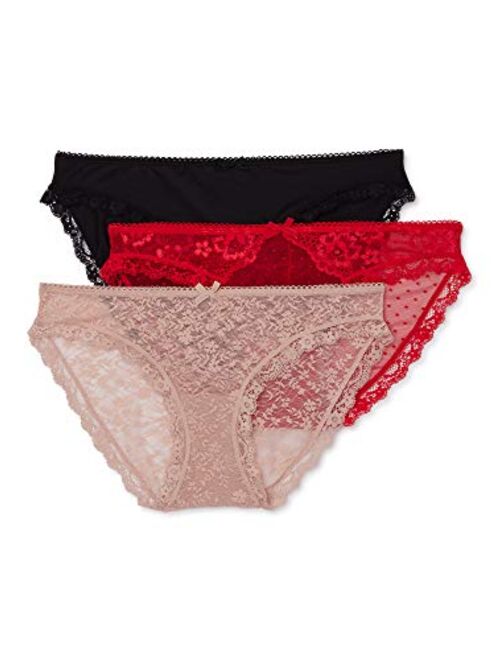 Secret Treasures Red Combo 3 Pack Dot Mesh Lace Bikini Panties