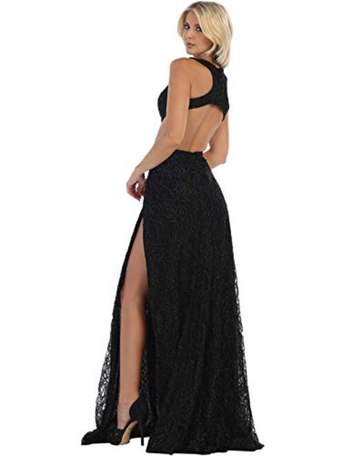 Formal Dress Shops Inc FDS7736 Sexy Double High Slit Dress