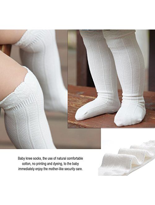 Epeius Baby Girls Boys Uniform Knee High Socks Tube Ruffled Stockings Infants and Toddlers (Pack of 3/5)