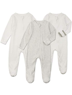 Baby Footed Pajamas with Mittens - 3 Pcs Infant Girls Boys Footie Onesies Sleeper Newborn Cotton Sleepwear Outfits