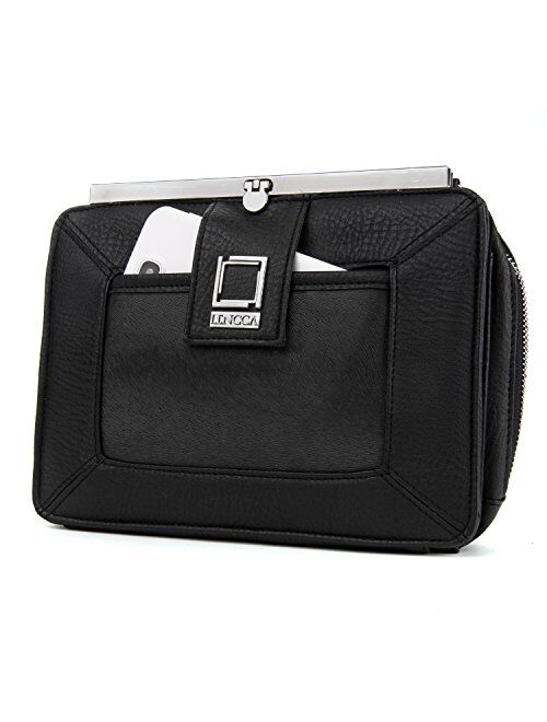 Cindy Shoulder Handbag Clutch for ZTE Max/Maven/Blade / ZMax2 / Axon Pro/Lux/Elite/Obsidian (Black1)