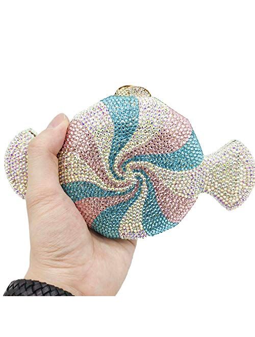 Boutique De FGG Novelty Designer Rhinestones Handbags Candy Minaudiere Crystal Clutch Purses Evening Bags for Women Formal Party Bags