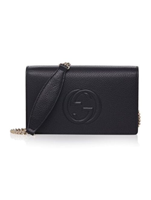 Gucci Soho Mini Black Round Light Gold Disco Zip Italy Leather Handbag Bag New