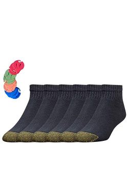 Men's Cotton Quarter Athletic Socks 6-Pack / 6 Free Sock Clips Included
