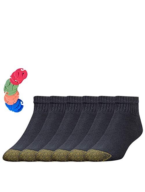 Gold Toe Men's Cotton Quarter Athletic Socks 6-Pack / 6 Free Sock Clips Included