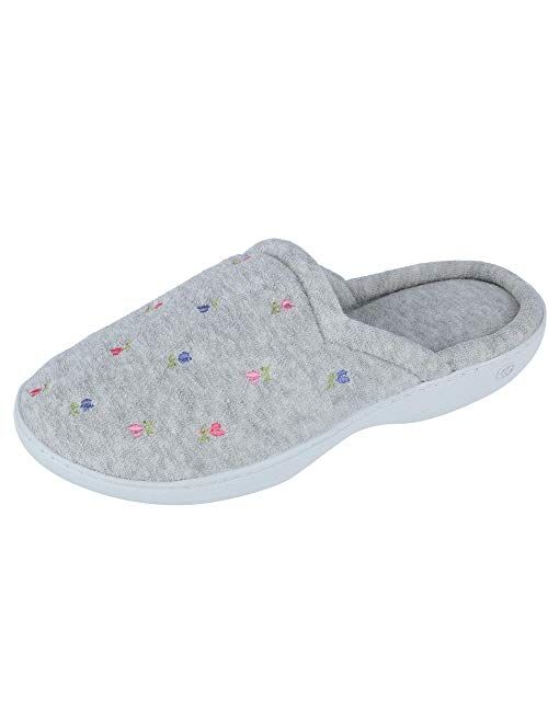 isotoner Women's Terry Slip on Clog Slipper with Memory Foam for Indoor/Outdoor Comfort