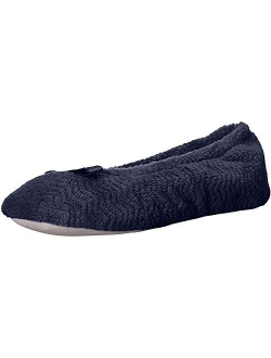 Women's Chevron Microterry Ballerina House Slipper with Moisture Wicking and Suede Sole for Comfort