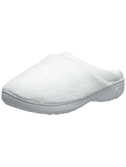 Women's Terry and Satin Slip On Cushioned Slipper with Memory Foam for Indoor/Outdoor Comfort