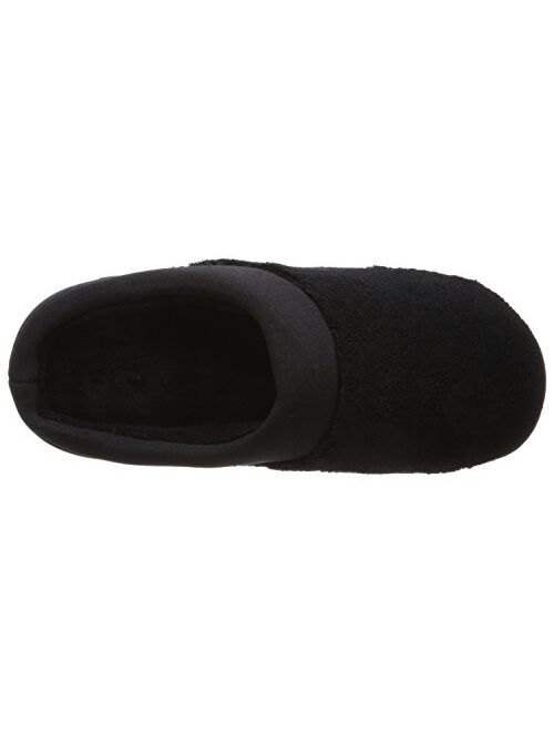 isotoner Women's Terry and Satin Slip On Cushioned Slipper with Memory Foam for Indoor/Outdoor Comfort