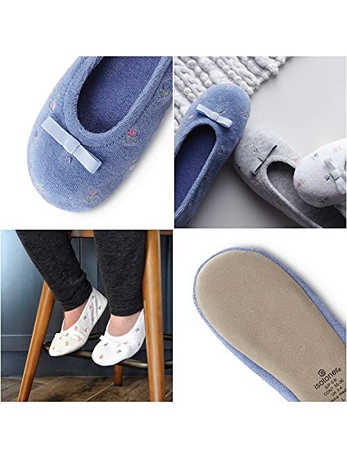 isotoner Women's Embroidered Terry Ballerina Slippers